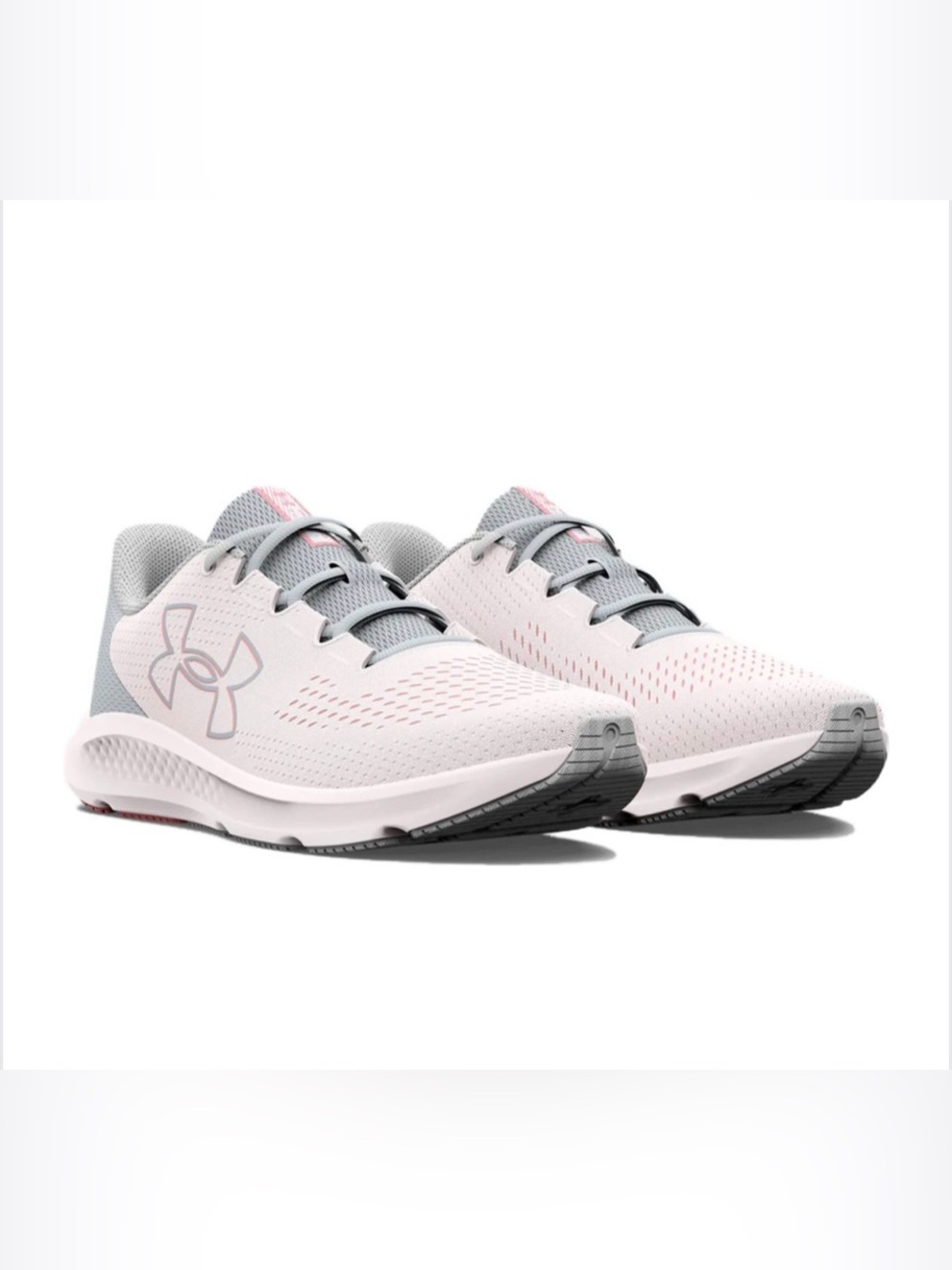 Women’s 6.5 - Under Armour Charged Pursuit 3 'Big Logo - White Pink Fizz